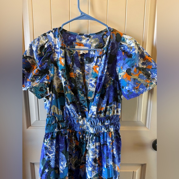 Anthropologie Blue Ruffled Tiered Maxi Dress Long Flowy Small Classy wedding - Picture 2 of 14